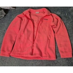 Kids COLUMBIA Full Zip Pink Fleece Sweatshirt Jacket Size Large